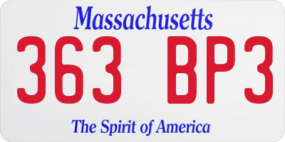 MA license plate 363BP3