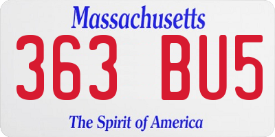 MA license plate 363BU5