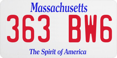MA license plate 363BW6