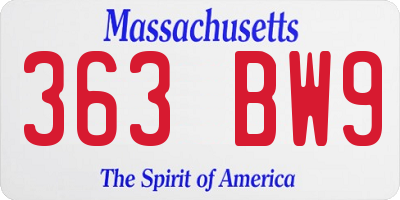 MA license plate 363BW9