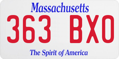 MA license plate 363BX0
