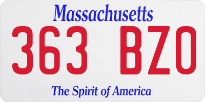 MA license plate 363BZ0