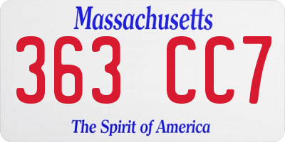 MA license plate 363CC7