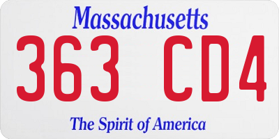 MA license plate 363CD4