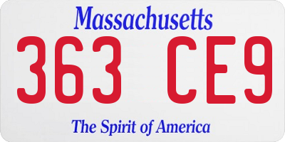 MA license plate 363CE9