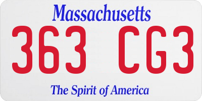 MA license plate 363CG3