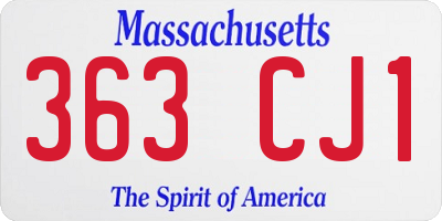 MA license plate 363CJ1
