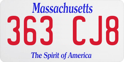 MA license plate 363CJ8