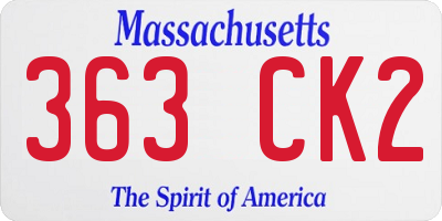 MA license plate 363CK2