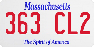 MA license plate 363CL2