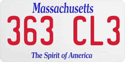 MA license plate 363CL3