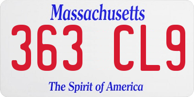 MA license plate 363CL9
