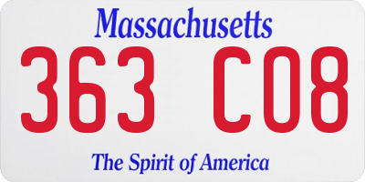 MA license plate 363CO8
