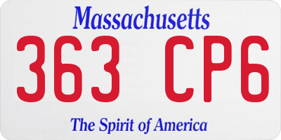 MA license plate 363CP6