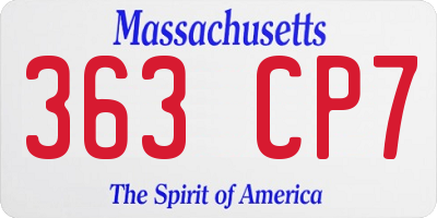 MA license plate 363CP7