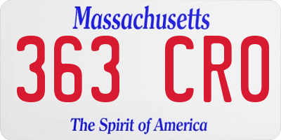 MA license plate 363CR0