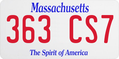 MA license plate 363CS7