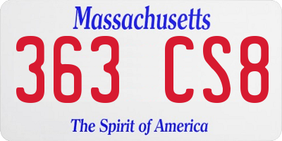 MA license plate 363CS8