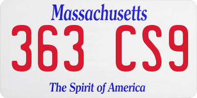 MA license plate 363CS9