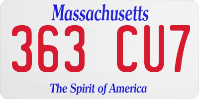 MA license plate 363CU7