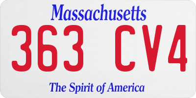 MA license plate 363CV4