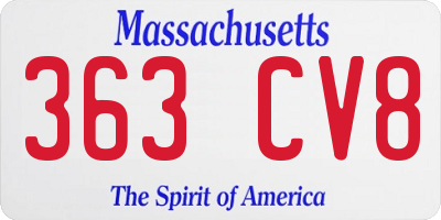 MA license plate 363CV8