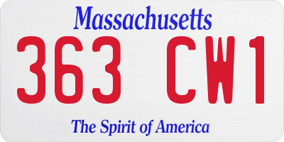 MA license plate 363CW1