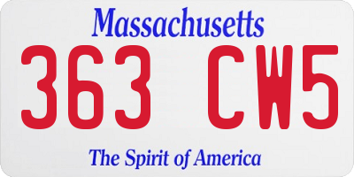 MA license plate 363CW5