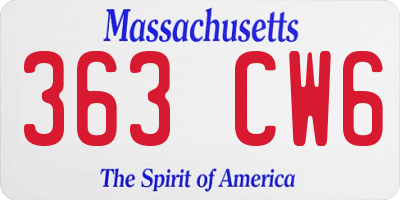 MA license plate 363CW6