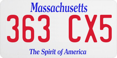 MA license plate 363CX5