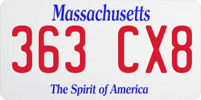 MA license plate 363CX8