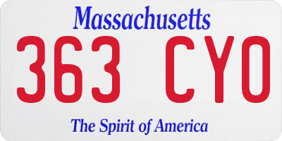 MA license plate 363CY0