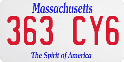 MA license plate 363CY6