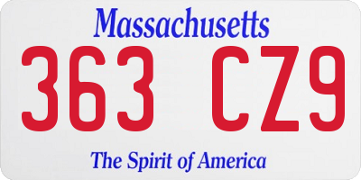 MA license plate 363CZ9