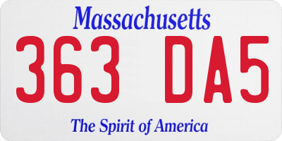 MA license plate 363DA5