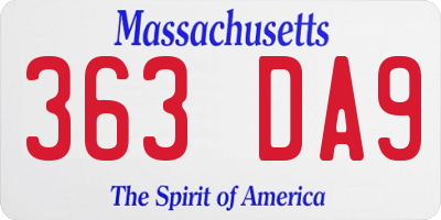 MA license plate 363DA9