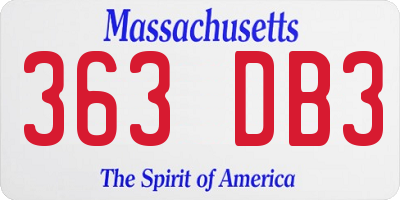 MA license plate 363DB3