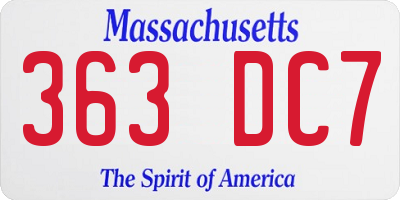 MA license plate 363DC7