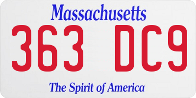 MA license plate 363DC9
