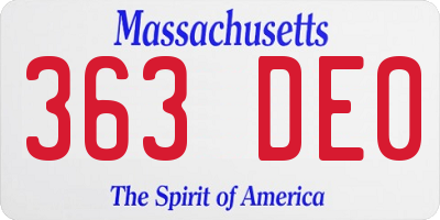 MA license plate 363DE0