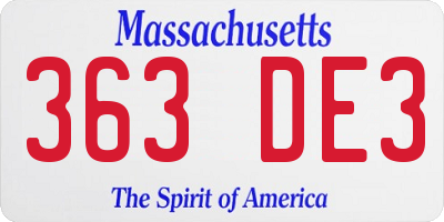 MA license plate 363DE3