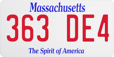 MA license plate 363DE4