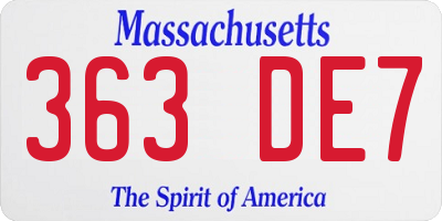 MA license plate 363DE7