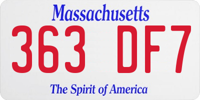 MA license plate 363DF7