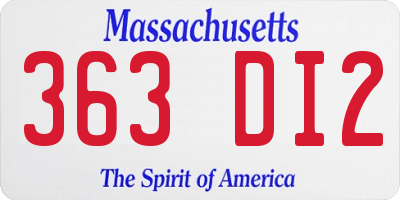 MA license plate 363DI2