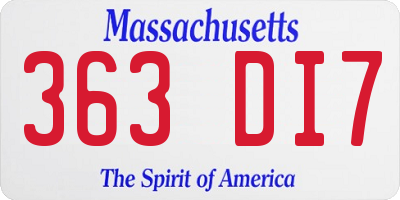 MA license plate 363DI7