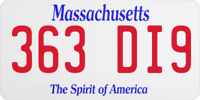 MA license plate 363DI9