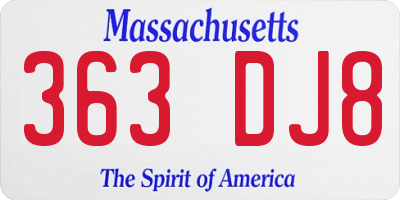MA license plate 363DJ8