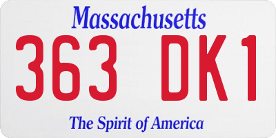 MA license plate 363DK1