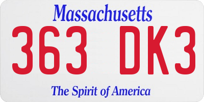 MA license plate 363DK3